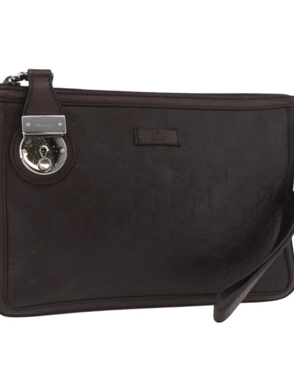 GUCCI GG Canvas Guccissima Clutch Bag Leather Brown 152600 Auth ka3732